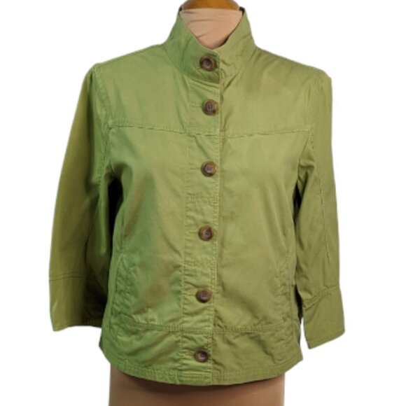 EDDIE BAUER Cotton Military Style Three Quarter Sleeve Jacket Green Size Medium - Picture 12 of 12